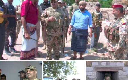 طارق صالح يتفقد خطوط التماس بمحور الحديدة ويهنئ المقاتلين بحلول رمضان