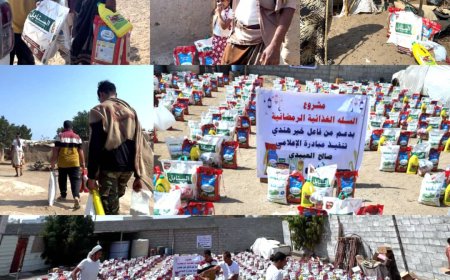 بدعم فاعل خير هندي.. مبادرة "العبيدي" توزع 150 سلة غذائية للأسر الأشد فقراً في لحج وعدن