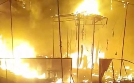 احتراق معرض " اهلا رمضان" للسلع الغذائية