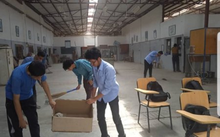 فعالية حملة نظافة بالمعهدالمهني الصناعي المنصورة احتفاء بأسبوع النظافة