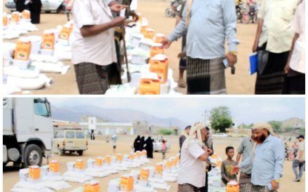 لحج.. توزيع مساعدات غذائية للأسر الأشد ضعفاً في طور الباحة