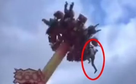 بالفيديو صبي ينزلق من لعبة مرتفعة .. قبل أن يسقط أرضا