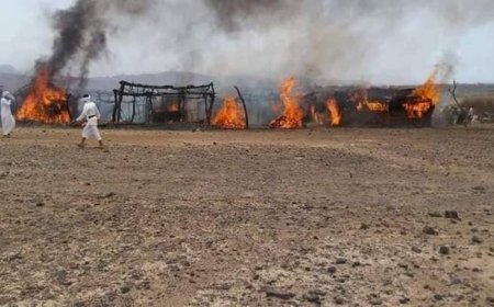 أصابة 4 أطفال إثر حريق في مخيم نازحين بمأرب