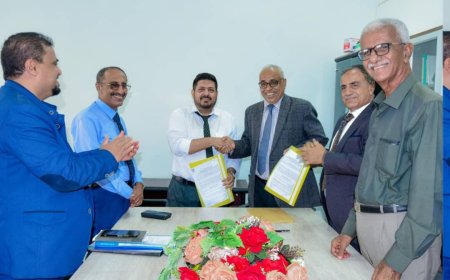 رئيس جامعة عدن يشهد توقيع اتفاقية تعاون مع بنك القطيبي الإسلامي