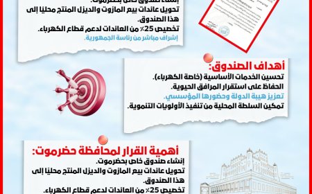 أنفوجرافيك.. الرئيس رشاد العليمي يوجه بإنشاء (صندوق خاص لتنمية محافظة حضرموت) وتطبيع الأوضاع فيها