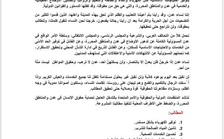 نساء عدن يرفعن بيانًا ختاميًا غاضبًا ويُقدّمن 11 مطلبًا للحكومة الشرعية والمجلس الانتقالي