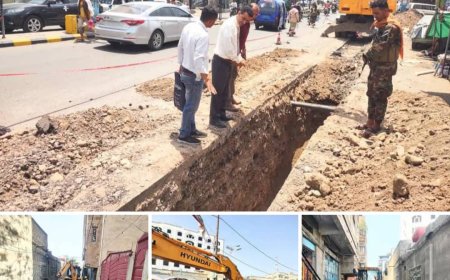 "المشمر" يتفقد سير العمل في مشروع تغيير شبكة الصرف الصحي بحي الكوثر بتعز