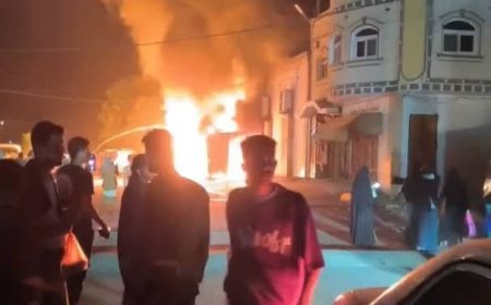 لحج.. اندلاع حريق هائل في قاعة أفراح خلال حفل زفاف بمنطقة صبر