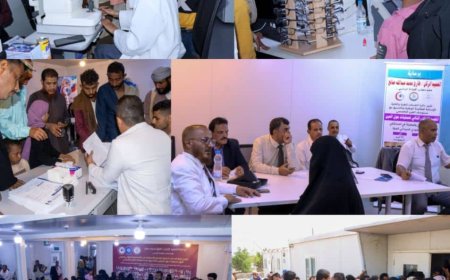 تعز .تدشين المخيم الطبي المجاني الثاني لتصحيح حَوَل العين في المخاء وسط إقبال غير مسبوق