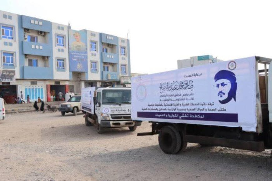تعز.بتوجيهات طارق صالح.. قافلة طبية لمكافحة وبائي الكوليرا والحميات في الوازعية