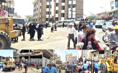 تعز.. حملة لإزالة العشوائيات من جولة النقطة الرابعة ومحيط مستشفى السويدي اليمني