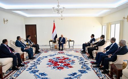 الرئيس العليمي يلتقي قيادات المكتب السياسي للمقاومة الوطنية ويشيد بدور طارق صالح