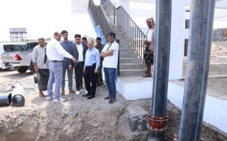 باخبيرة والحسيني وناجي يطلعون على الأعمال النهائية لخزان مياه دارسعد بحقل بئر ناصر