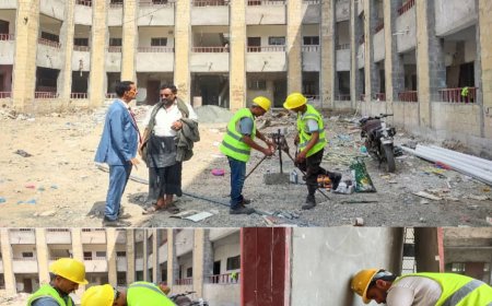 المشمر يتفقد سير العمل في استكمال مشروع بناء مدرسة 22 مايو بمنطقة عصيفرة