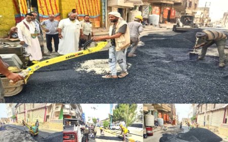 المشمر يطلع على أعمال سفلتة أجزاء من شارعي الكوثر والحوض عقب استكمال مشروع الصرف الصحي