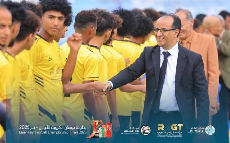 تدشين بطولة بيسان الكروية الأولى – تعز بحفل افتتاح مميز وانتصار افتتاحي للصقر على الميناء