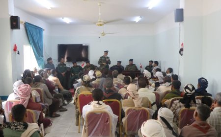 شرطة تعز تعقد اجتماعاً موسعاً مع عقال القرى ووجاهات وأعيان مديرية جبل حبشي