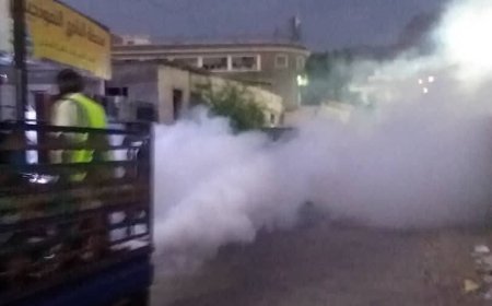 صحة البيئة في صيرة يواصل حملة الرش الضبابي والرذاذي في أحياء المديرية