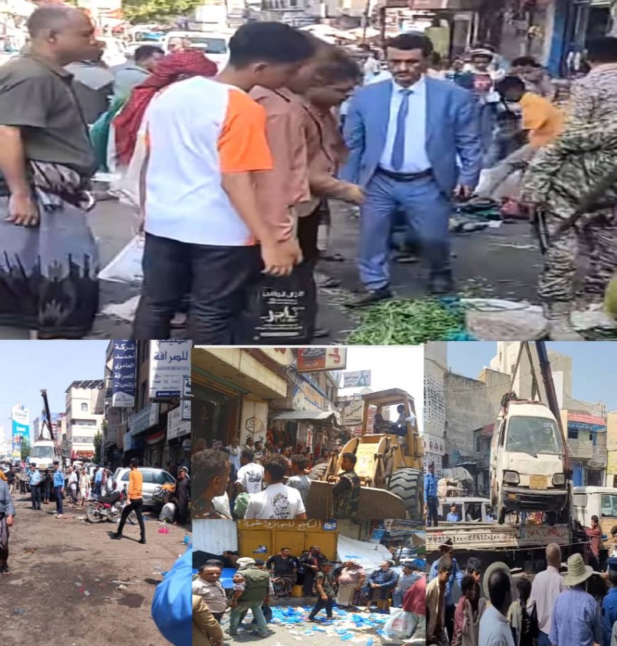 انطلاق حملة شاملة لإزالة العشوائيات والمخالفات من شوارع "القاهرة" بتعز