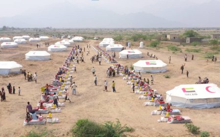 الحديدة ..دشنت خلية الأعمال الإنسانية مخيمًا جديداً لمتضرري السيول في مديرية حيس