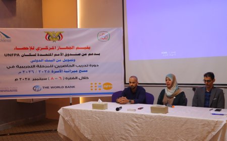 الجهاز المركزي للإحصاء يدشن في عدن المرحلة التجريبية في مسح ميزانية الاسرة 2025/2026م بدورة تدريبية للحاصرين بالشراكة مع صندوق الامم المتحدة للسكان وبدعم من البنك الدولي