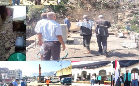 المشمر يتفقد مناطق الانهيارات الصخرية ويوجه بتقييم الأضرار ويدشن مشروع تأهيل شبكة الصرف الصحي