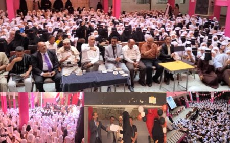 المشمر يحضر احتفالية مدرسة خديجة بانطلاق العام الدراسي الجديد وتكريم أوائل الثانوية في تعز 