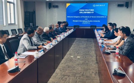 شنغهاي،، رئيس جامعة عدن يلقي كلمة الوفد اليمني في مستهل زيارة الجامعات اليمنية إلى الصين 