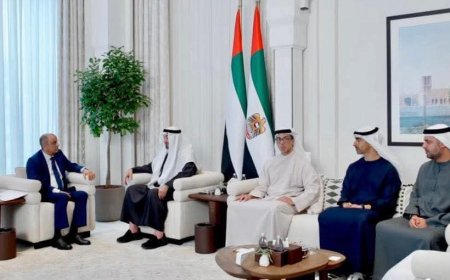 الرئيس الاماراتي يستقبل في قصر الشاطئ رئيس مجلس الوزراء بن بريك