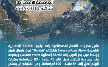 الأرصاد الجوية تؤكد أن المنخفض الجوي في بحر العرب تراجع إلى عاصفة إعصارية