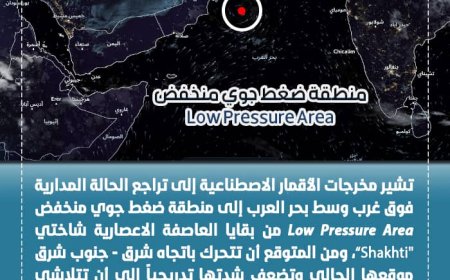 الأرصاد الجوية تكشف عن آخر مستجدات المنخفض الجوي في بحر العرب
