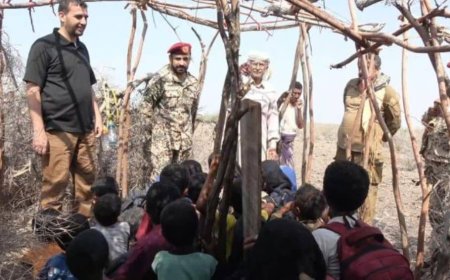 الخلية الإنسانية تشرع بدراسة مشروع بناء مدرسة في ريف المخا.