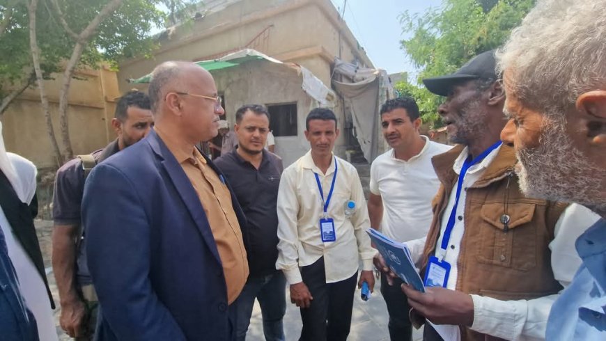 تعز.مدير عام المظفر يتفقد أعمال المسح الميداني للأسر المستهدفة ببرنامج الأغذية العالمي.