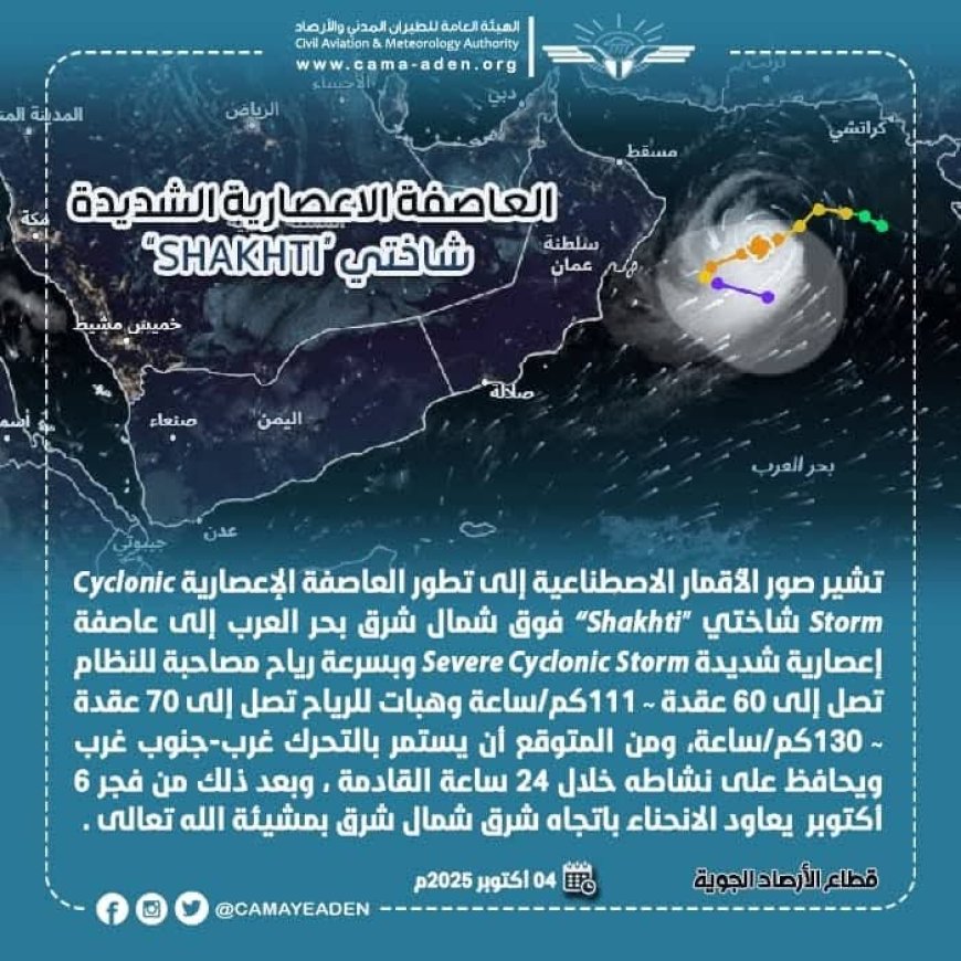 الأرصاد الجوية: المنخفض الجوي في بحر العرب تطور إلى عاصفة إعصارية شديدة ولا تأثير مباشر على بلادنا