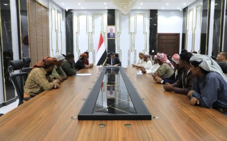 محافظ حضرموت الأستاذ مبخوت بن ماضي يلتقي أعيان منطقة "رسب" بمديرية ساه لبحث الاحتياجات الخدمية والتنمية