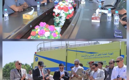 رئيس هيئة الطيران يزور مطار سيئون الدولي ويدشن مشروع بئر مياه ارتوازية بطاقة تخزينية 60 ألف لتر