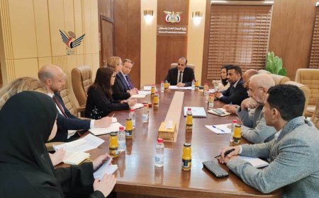 الوزير بحيبح يناقش مع فريق من وزارة الخارجية البريطانية الترتيبات الفنية لمؤتمر المانحين الصحي