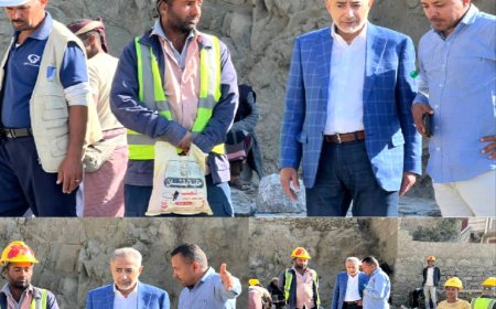 رئيس مجلس إدارة إقليم اليمن يتفقد أعمال صيانة طريق الأعروق – حيفان