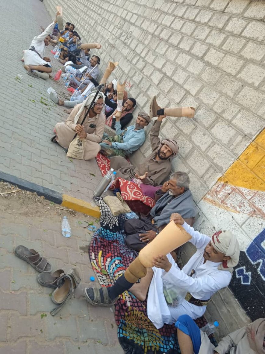 جرحى الجيش اليمني في مأرب ينددون بالإهمال الحكومي.
