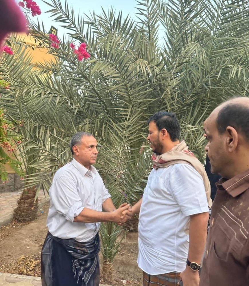 العليمي يقدم واجب العزاء لرئيس جامعة عدن في وفاة حفيده