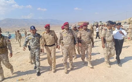 قائد محور الغيضة يتفقد القوات العسكرية في ميناء نشطون ويؤكد جاهزية الوحدات لحماية السواحل والممرات البحرية