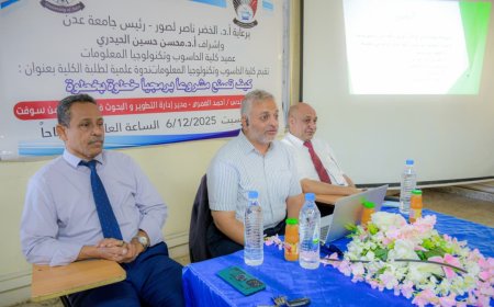 كلية الحاسوب بجامعة عدن تعزز مهارات طلابها بندوة علمية حول خطوات صناعة المشروع البرمجي