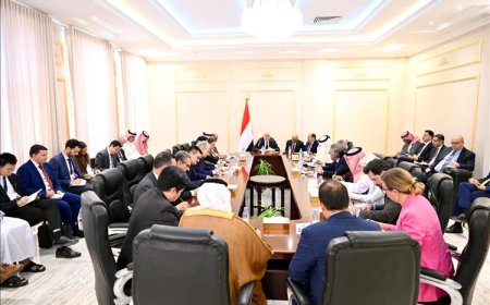 في لقاءه مع سفراء الدول الراعية للعملية السياسية في اليمن .. العليمي يناقش التطورات الأخيرة في اليمن .