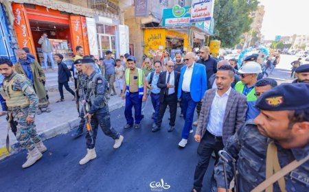 محافظ تعز يدشن مشروع إعادة تأهيل وسفلتة شوارع بمديرية صالة