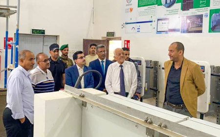 نائب وزير المياه يطلع على المراحل النهائية لمشروع إنشاء محطة طاقة شمسية في حقل بئر ناصر