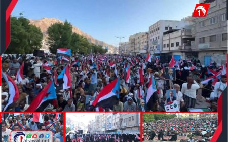 طوفان بشري في المكلا.. الآلاف يجددون عهد الاستقلال ويؤكدون دعمهم للانتقالي