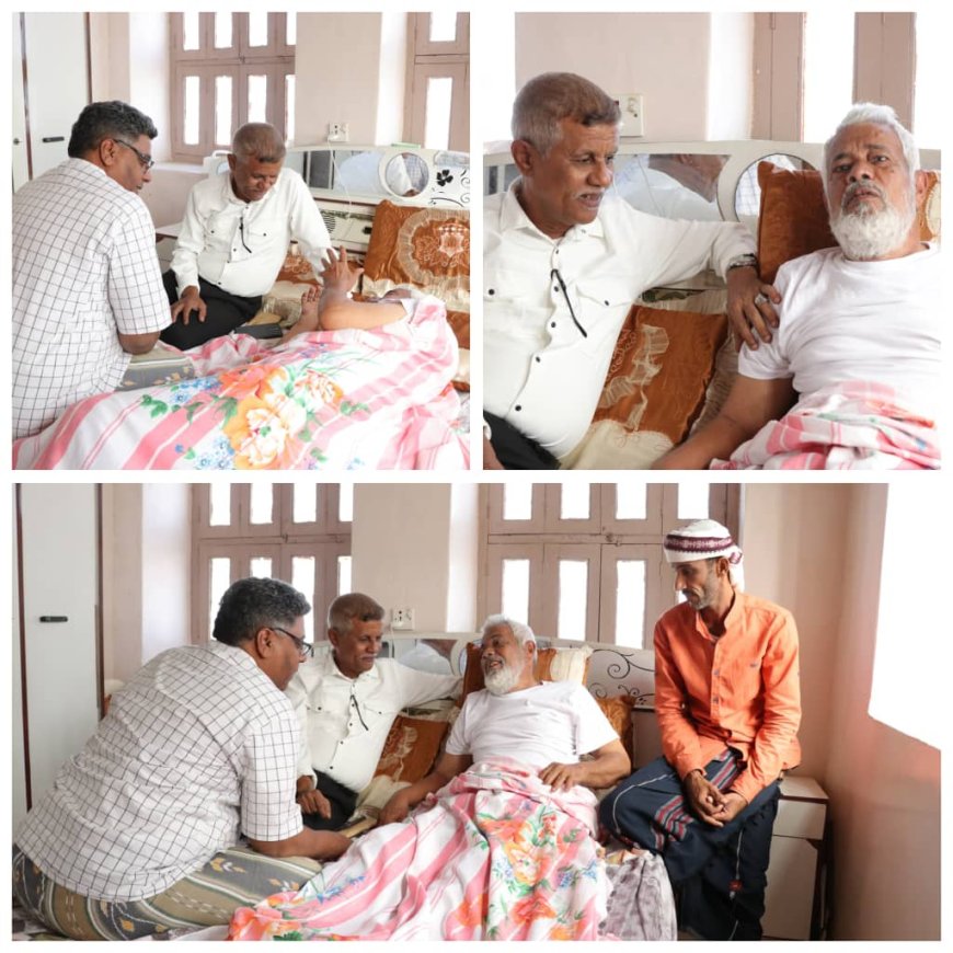 المدير العام لمديرية الشحر يطمئن على صحة التربوي والكادر الفني عبدالله بن طرش