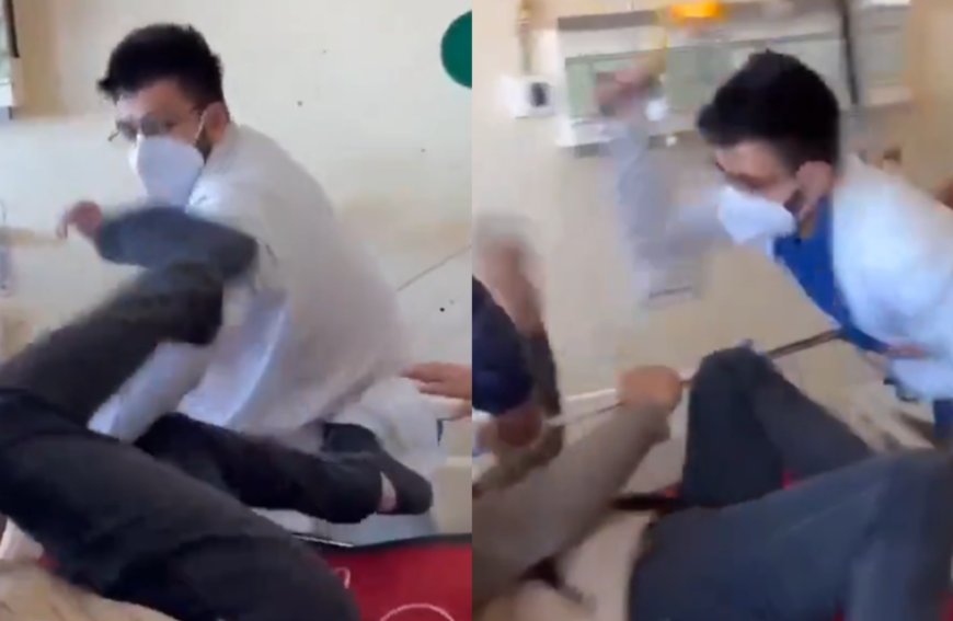 بالفيديو .. دكتور يعتدي على مريض بشكل جنوني و السبب صيغة الثاني في الكلام!