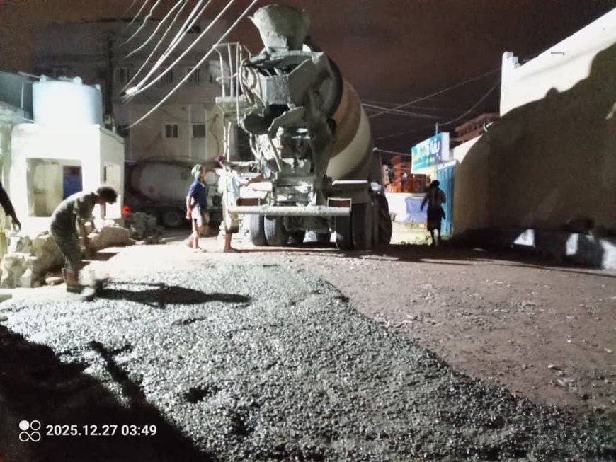 استمرار العمل بإنشاء مصدات السيول في حي الكبسة بالمعلا 