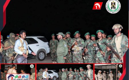 بالصور.. العميد الربيعي يتفقد سير تنفيذ خطة الانتشار ويشيد بدور قوات الحزام والعمالقة